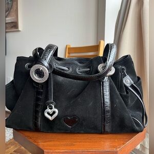 Vintage Brighton Suede Black Cinclaire Shoulder Bag